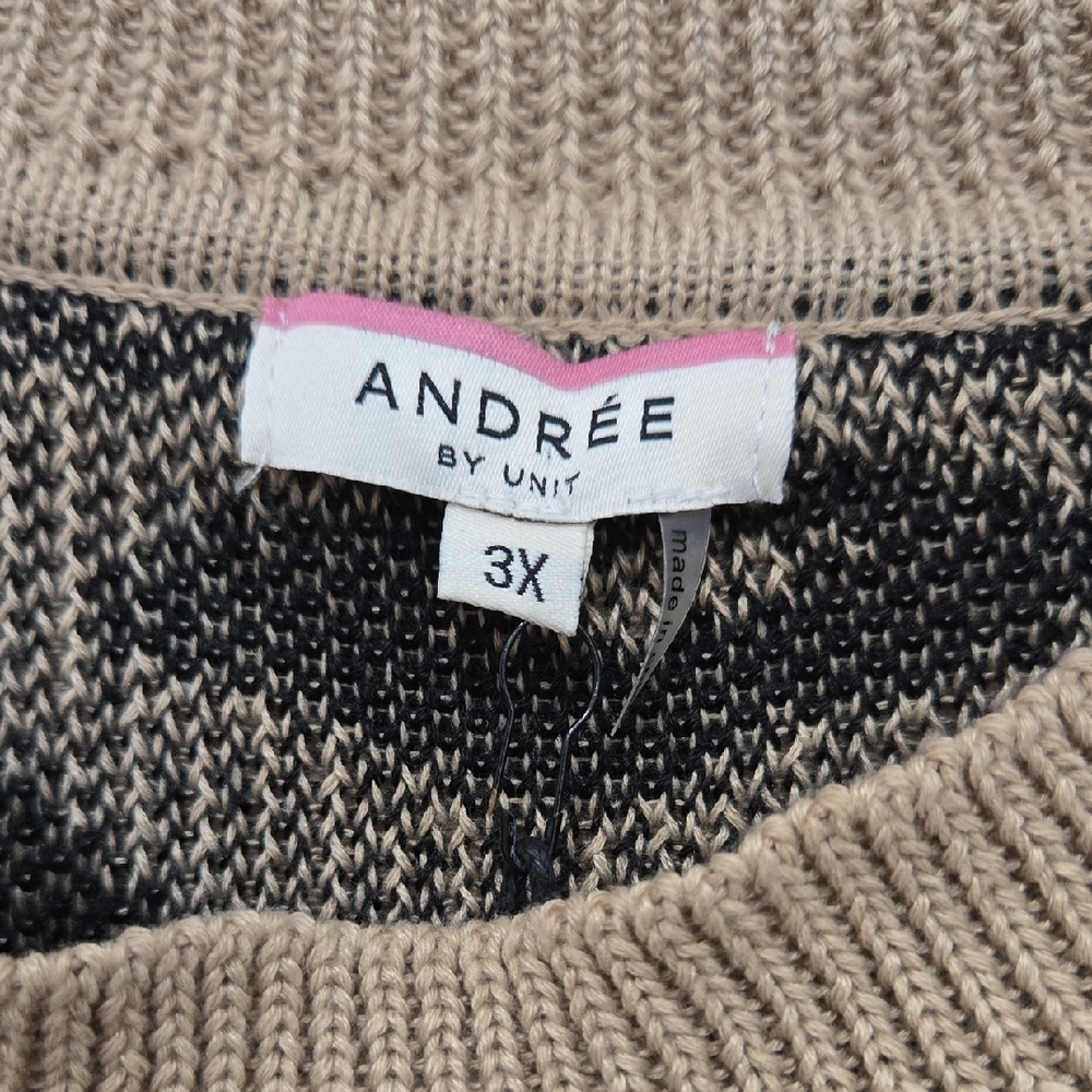 ANDREE BY UNIT Leopard Print Sweater - Tan and Black Size 3X NWT - Picture 4 of 7